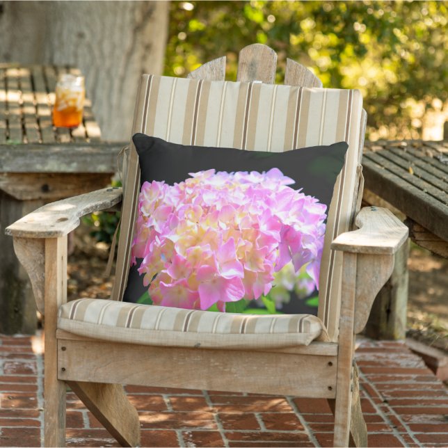 Roze paarse oranje hydrangeas buitenkussen (Stoel)