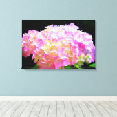 Roze paarse oranje hydrangeas canvas afdruk (Insitu (Houten vloer))
