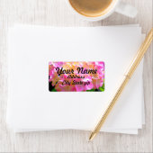 Roze paarse oranje hydrangeas etiket (Insitu)