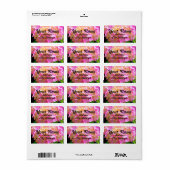 Roze paarse oranje hydrangeas etiket (Full Sheet)