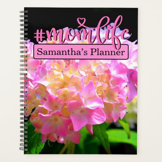 Roze paarse oranje hydrangeas #momlife planner (Voorkant)