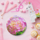 Roze paarse oranje hydrangeas papieren bordje (Feest)