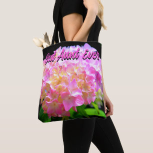 Roze paarse oranje hydrangees als beste tante ooit tote bag