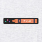 Roze Paarse Oranje kleurpotloden & Sterren Naam Labels (Design 1)