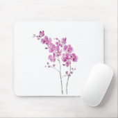 roze paarse orchidebloemen waterverf en inkt muismat (Met muis)