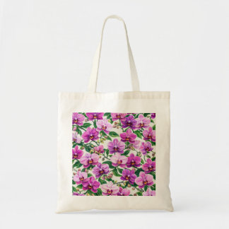 Roze Paarse Orchidee Bloem Botanisch Patroon Tote Bag