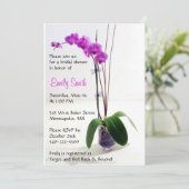 Roze Paarse Orchidee Floral Bridal Shower Invitati Kaart (Staand voorkant)