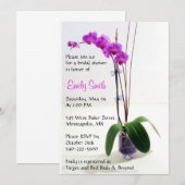Roze Paarse Orchidee Floral Bridal Shower Invitati Kaart (Voorkant / Achterkant)