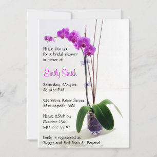 Roze Paarse Orchidee Floral Bridal Shower Invitati Kaart