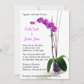 Roze Paarse orchidee Floral Wedding Invitations Kaart (Voorkant)