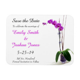Roze Paarse Orchidee Floral Wedding Save the Date Magneet