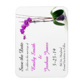 Roze Paarse Orchidee Floral Wedding Save the Date Magneet (Verticaal)