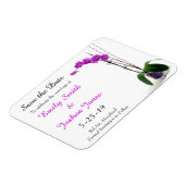 Roze Paarse Orchidee Floral Wedding Save the Date Magneet (Linkerzijde)