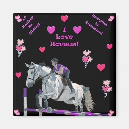 Roze & Paarse Paardensprong Magneet (Voorkant)