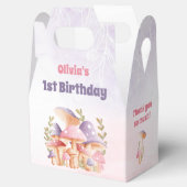 Roze Paarse Paddenstoelen Herfst 1e Verjaardag Gab Bedankdoosjes (Geopend)