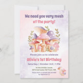 Roze Paarse Paddenstoelen Herfst 1e Verjaardagsuit Kaart (Voorkant)