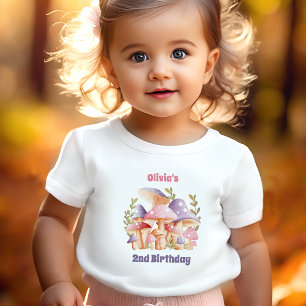 Roze Paarse Paddenstoelen Herfst 2e Verjaardags Me Kinder Shirts