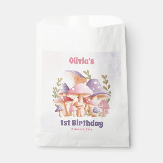 Roze Paarse Paddenstoelen Herfst Verjaardagsgunstt Bedankzakje (Voorkant)