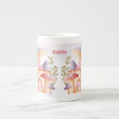 Roze Paarse Paddenstoelen Schattigee Herfst Naam Porselein Kop (Voorkant)