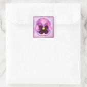 Roze Paarse Pansy Flower Vierkante Sticker (Tas)