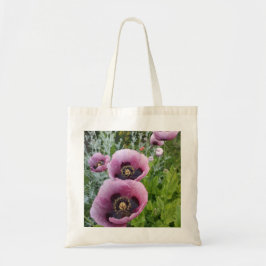 Roze Paarse papaver auve paarse bloemen Tote Bag