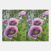 Roze Paarse papaver Mauve Paars Flower Gift Inpakpapier Vel (Voorkant)