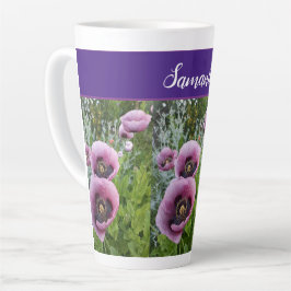 Roze Paarse papaverbloemen papaver Latte Mok