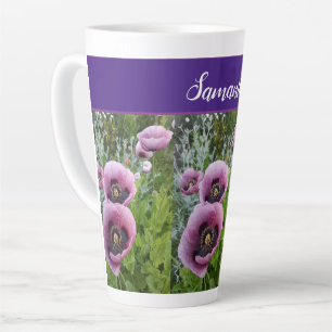 Roze Paarse papaverbloemen papaver Latte Mok