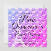 Roze Paarse Paris Quinceañera Feest Kaart (Voorkant)