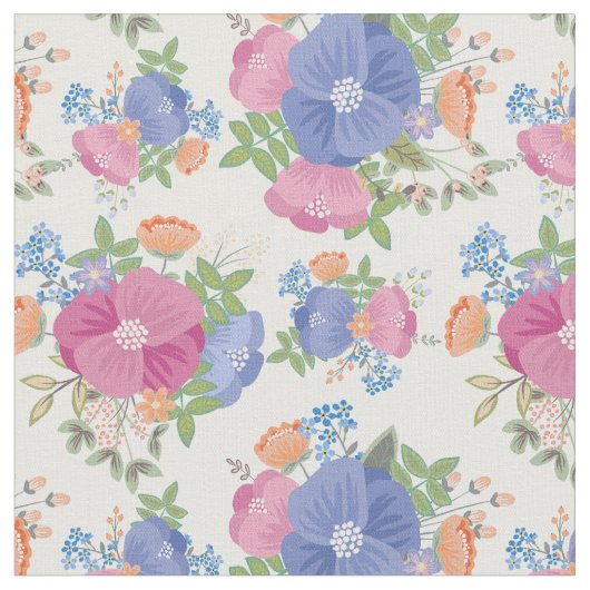 Roze Paarse pasta Floral Pattern Stof (Close Up)