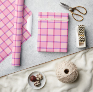 Roze Paarse pastel geruit patroon Cadeaupapier