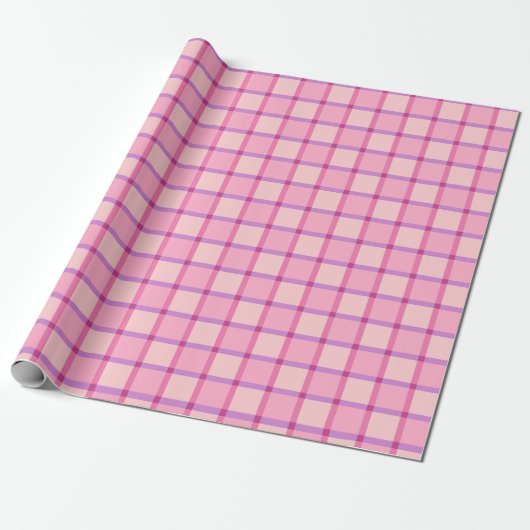 Roze Paarse pastel geruit patroon Cadeaupapier (Uitgerold)