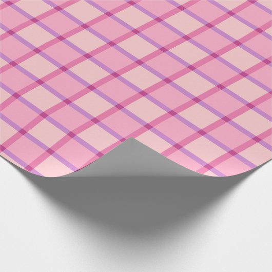 Roze Paarse pastel geruit patroon Cadeaupapier (Hoek)