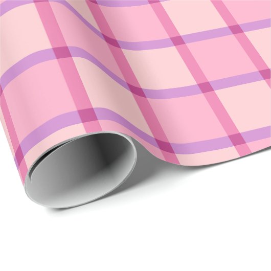 Roze Paarse pastel geruit patroon Cadeaupapier (Rol Hoek)