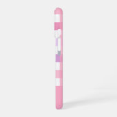 Roze Paarse Pastel Gingham Patroon Monogram iPhone 16 Hoesje (Linkerkant)