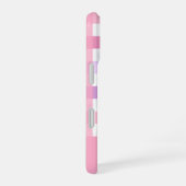 Roze Paarse Pastel Gingham Patroon Monogram iPhone 16 Hoesje (Rechterkant)