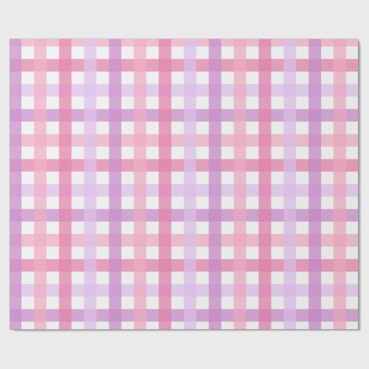 Roze Paarse Pastel Gingham Pattern Cadeaupapier (Vlak)