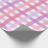 Roze Paarse Pastel Gingham Pattern Cadeaupapier (Hoek)