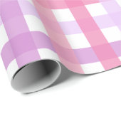 Roze Paarse Pastel Gingham Pattern Cadeaupapier (Rol Hoek)