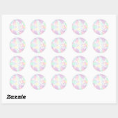Roze Paarse Pastel Kerstmis Sneeuwvlok Ronde Sticker (Vel)