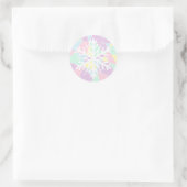 Roze Paarse Pastel Kerstmis Sneeuwvlok Ronde Sticker (Tas)