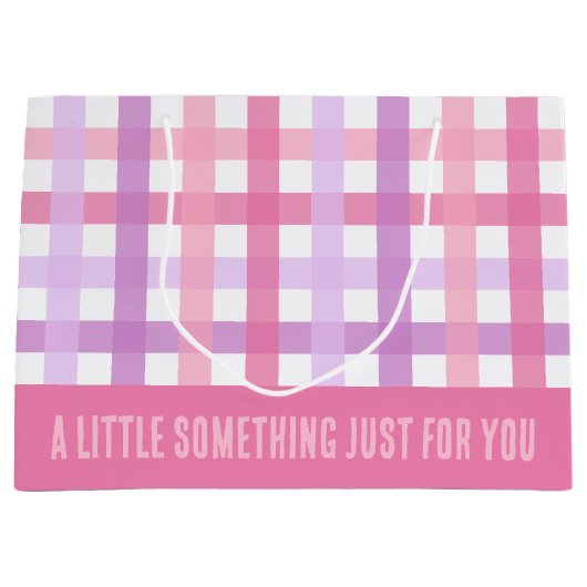 Roze Paarse pastel Modern Gingham Pattern Groot Cadeauzakje (Voorkant)