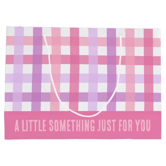 Roze Paarse pastel Modern Gingham Pattern Groot Cadeauzakje (Achterkant)