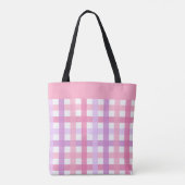 Roze Paarse pastel Modern Gingham Pattern Tote Bag (Achterkant)