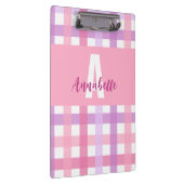 Roze Paarse pastel Monogram Gingham Pattern Klembord (Rechts)