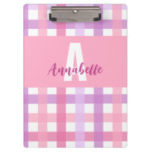 Roze Paarse pastel Monogram Gingham Pattern