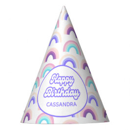 Roze Paarse Pastel Waterverf Regenboog Party Pet Feesthoedjes