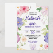 Roze & Paarse Pastel Wildflowers Elke Leeftijd Ver Kaart (Voorkant / Achterkant)