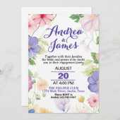 Roze & Paarse Pastel Wildflowers Engagement Party Kaart (Voorkant / Achterkant)
