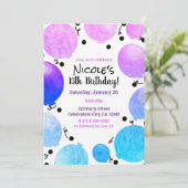 Roze Paarse pastelballonnen verjaardagsfeestje Kaart (Staand voorkant)